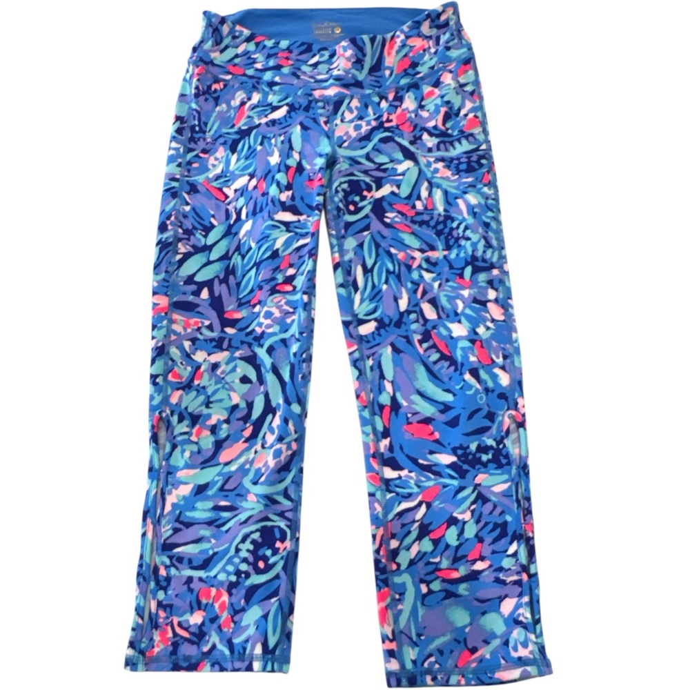 Lilly Pulitzer Luxletic Royal Party Wave Weekender Crop Leggings Sz M